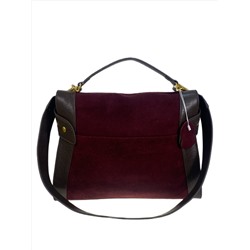 Женская сумка из натуральной замши и кожи, цвет бордовый с коричневым