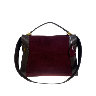 Женская сумка из натуральной замши и кожи, цвет бордовый с коричневым