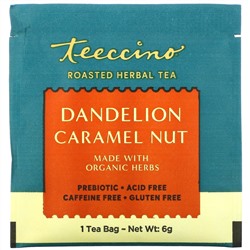 Teeccino, чай из обжаренных трав, одуванчик, карамель и орех, без кофеина, 25 чайных пакетиков, 150 г (5,3 унции)