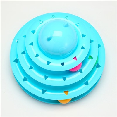 Игровой комплекс для кошек «Пижон», 24.5×24.5×13 см, с 3 шариками, голубой