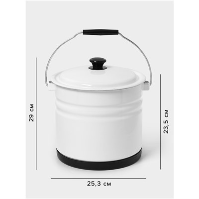 Ведро эмалированное, 10 л, с крышкой и ручкой, на подставке, белое