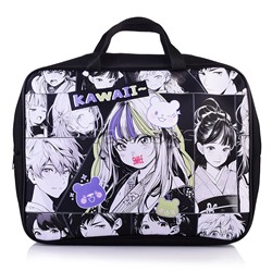 Папка - сумка "Аниме. Smile" А4, боковина - 75 мм. Предназначена для хранения альбомов, рисунков и прочих принадлежностей для школы и творчества. Модель выполнена из  полиэстера. Папка оснащена текстильными ручками, имеется одно основное отделение на молн