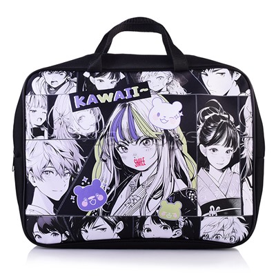 Папка - сумка "Аниме. Smile" А4, боковина - 75 мм. Предназначена для хранения альбомов, рисунков и прочих принадлежностей для школы и творчества. Модель выполнена из  полиэстера. Папка оснащена текстильными ручками, имеется одно основное отделение на молн