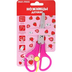 Ножницы детские 130 мм "КЛУБНИКА" с возвратным механизмом НЖ-1162 Проф-Пресс
