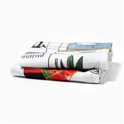 Набор кухонных полотенец Доляна «Котик на кухне» 35×60 см-2 шт., 100% хл
