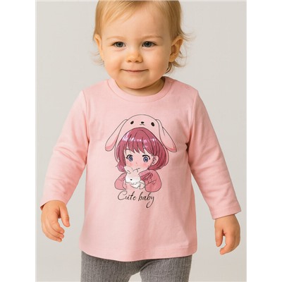 Джемпер детский трикотажный для девочек (футболка с длинными рукавами)