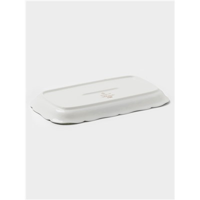 Блюдо для подачи WY Bloomware, 25×14×2.5 см, фарфор, зелёное/белое