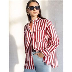Блузка свободного силуэта в полоску из эластичного хлопка