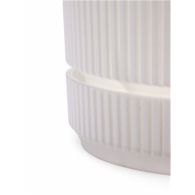 Горшок для цветов «Стрип», 2.3 л, d=17 см, h=15.2 см, пластиковый, с поддоном, белый