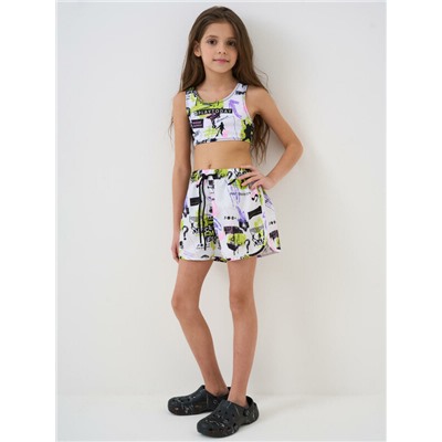 Комплект для девочек: купальный костюм трикотажный, шорты текстильные плавательные