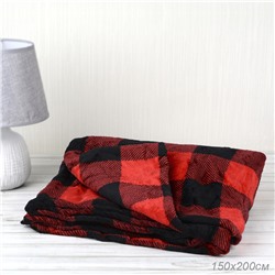 Плед флисовый 150х200 см Красный в клетку / GP611-3 /уп 20/100/ 696141 новогодний