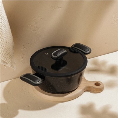 Кастрюля SL Home, d=20 см, h=8.8 см, индукция, с эмалированным покрытием, алюминий, чёрная
