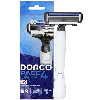 Станок для бритья с несъемной головкой DORCO PACE-4 (10 шт.) в коробке, FRA 100-10P (10X1шт =10 станков)