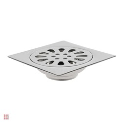 Трап 100х100 мм, вертикальный, с защит. от запахов, внеш/внутр d=40/37 мм, нержав. сталь, хром