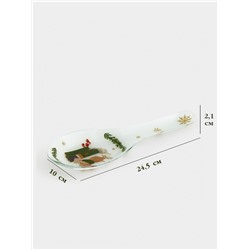 Подставка под ложку Доляна «Новогодние зверята», 26.5×10×2 см, стекло, белая