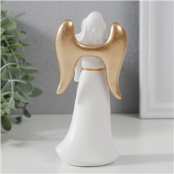 Фигурка полистоун «Ангел-дева со звездой», белый с золотом, 13.5×6.3×4.5 см