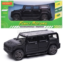 Чёрная инерционная машинка Внедорожник с люком die-cast,1:32, открывающиеся двери
