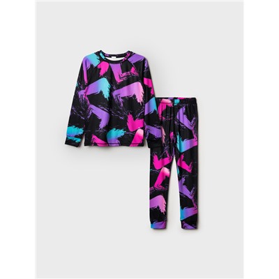 Термокомплект трикот. для девочек: фуфайка (футболка) с длин. рук, брюки