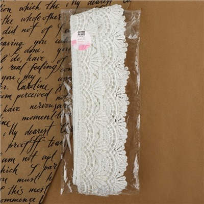 Кружево гипюровое, 40 мм × 9 ± 0.5 м, цвет белый