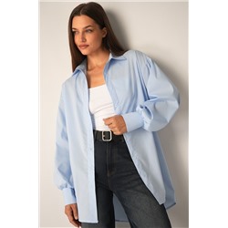 Женская удлиненная рубашка оверсайз с широкими рукавами Happyfox