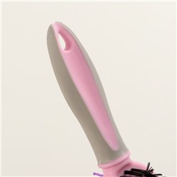 Двусторонняя щётка - расческа с волнистыми зубьями, средняя, 6×19 см, розовая