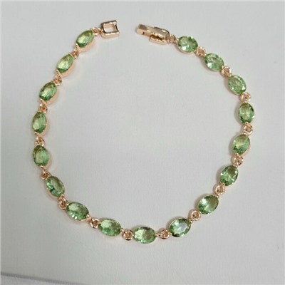 Браслет на руку ювелирная бижутерия коллекция "Дубай", вставка: фианиты, цвет: бледно-зеленый, арт.414.079