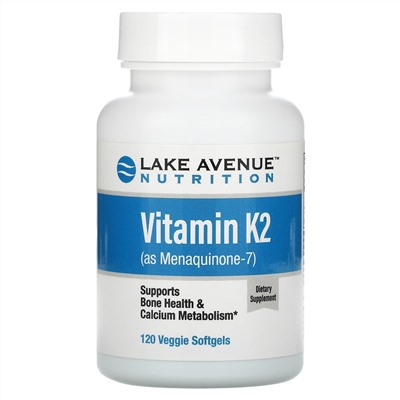 Lake Avenue Nutrition, витамин K2 (в виде менахинона-7), 50 мкг, 120 растительных капсул
