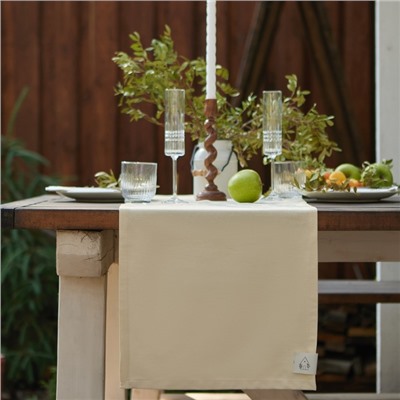 Дорожка на стол «Этель» Home 40×146 см, 100% хлопок, саржа 250 г/м², молочная