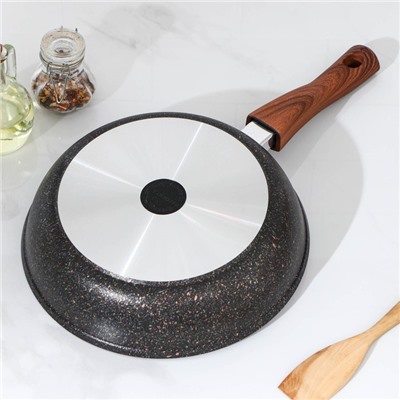 Сковорода KUKMARA Granit ultra original, d=26 см, съёмная ручка, антипригарное покрытие, алюминий, чёрная