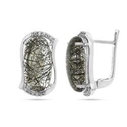 Серьги из серебра рутиловый кварц черный, Нежность