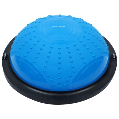 УЦЕНКА Полусфера BOSU гимнастическая ONLYTOP, массажная, с насосом, 46×20 см, синяя