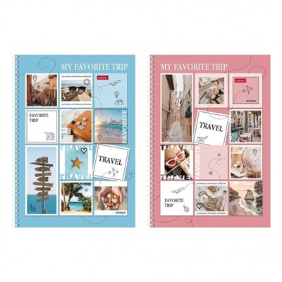 Тетрадь А4  96л клетка на спирали "ПУТЕШЕСТВИЕ" перфорация на отрыв (087980) Хатбер