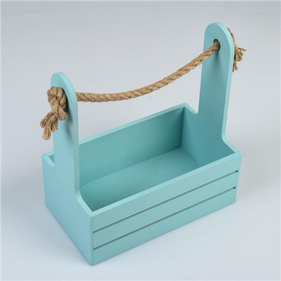 Подарочный ящик «Аром», деревянный, ручка - канат, голубой, набор 3 шт.