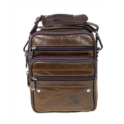 Мужская сумка  из натуральной кожи цвет коричневый