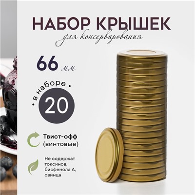 Набор крышек для консервирования, ТО-66 мм, металл, 20 шт.