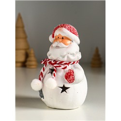 Фигурка светящаяся «Дед Мороз в шубке с помпонами», керамика, 7.5×6.5×12.5 см