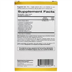 California Gold Nutrition, LactoBif, пробиотики, 100 млрд КОЕ, 30 растительных капсул