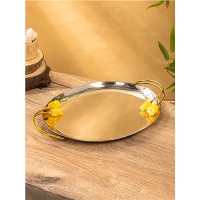 Блюдо «Тюльпаны», 44×30×3 см, нержавеющая сталь