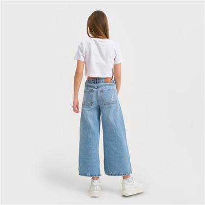 Футболка для девочки укороченная KAFTAN: Basic line, белая, размер 28, рост 86-92 см