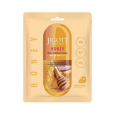 Jigott Ампульная тканевая маска с прополисом и мёдом / Honey Real Ampoule Mask, 27 мл