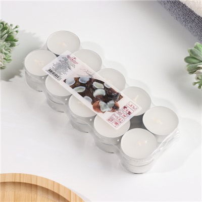 Набор свечей ароматических чайных «Кокос», 3.8×1.6 см, 3.5 ч, 12 г, 20 шт. в термоусадке