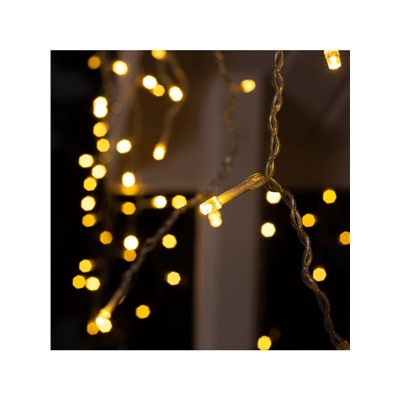 Гирлянда «Бахрома» 4×0.6 м, IP44, прозрачная нить, 180 LED, свечение тёплое белое, 8 режимов, 220 В