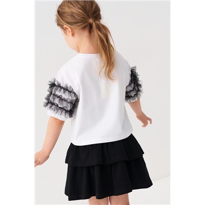 Комплект трикотажный для девочек: джемпер (футболка), юбка PLAYTODAY, 1240019