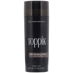 Toppik, Hair Building Fibers, загуститель для волос, оттенок темно-коричневый, 27,5 г (0,97 унции)