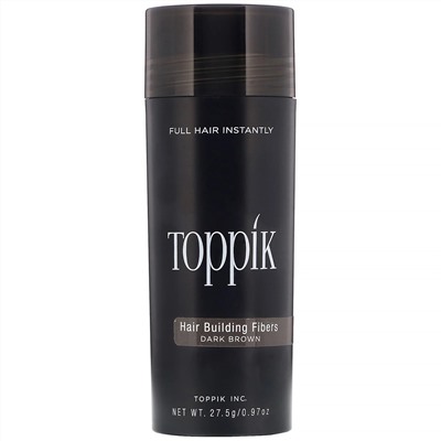 Toppik, Hair Building Fibers, загуститель для волос, оттенок темно-коричневый, 27,5 г (0,97 унции)