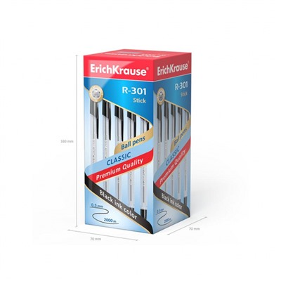 Ручка шариковая R-301 "Классика" 1.0мм 43185 черная  ErichKrause