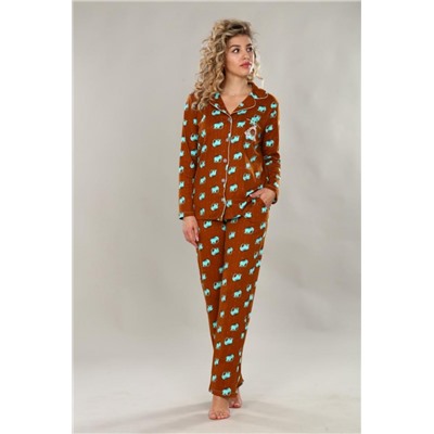 Пижама женская со штанами ТК-252сл (Коричневый)