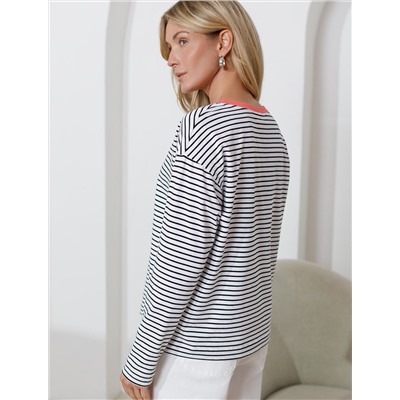 Лонгслив в полоску из премиального хлопка с эластаном