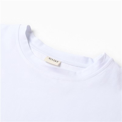 Футболка с кулиской женская MINAKU REGULAR FIT, белая, размер 42