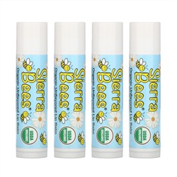 Sierra Bees, Органические бальзамы для губ, без вкуса, 4 шт. в упаковке, 0,15 унции (4,25 г) каждый